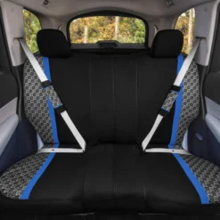 We Are Young Life Is Fun Checker Printed Seat Covers, Floor Mats, And Steering Wheel Cover - Blue Combo Full Set(We Are Young Life Is Fun Checker Printed Seat Covers Floor Mats And Steering Wheel Cover Blue Combo Full Set) -FH Group LF002115 blue 4 v2