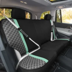 We Are Young Life Is Fun Checker Printed Seat Covers - Combo Full Set Mint(We Are Young Life Is Fun Checker Printed Seat Covers Combo Full Set Mint) -FH Group LF002115 mint 3 v2