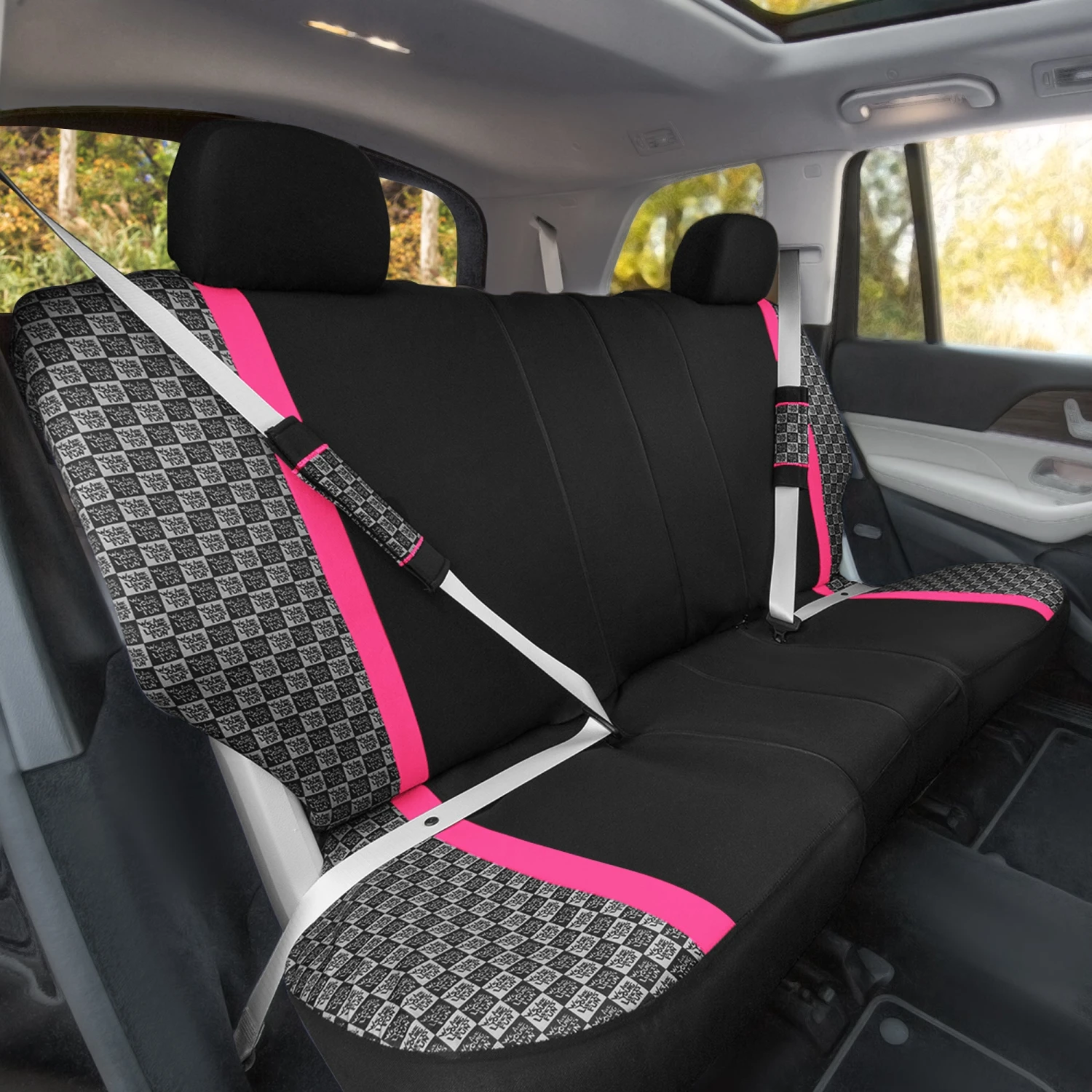 We Are Young Life Is Fun Checker Printed Seat Covers - Combo Full Set Pink(We Are Young Life Is Fun Checker Printed Seat Covers Combo Full Set Pink) 6 We Are Young Life Is Fun Checker Printed Seat Covers - Combo Full Set Pink(We Are Young Life Is Fun Checker Printed Seat Covers Combo Full Set Pink) - Image 6