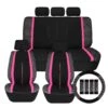 We Are Young Life Is Fun Checker Printed Seat Covers - Combo Full Set Pink(We Are Young Life Is Fun Checker Printed Seat Covers Combo Full Set Pink)