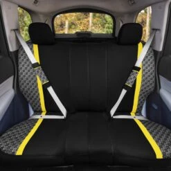 We Are Young Life Is Fun Checker Printed Seat Covers - Combo Full Set Yellow(We Are Young Life Is Fun Checker Printed Seat Covers Combo Full Set Yellow) -FH Group LF002115 yellow 4 v2