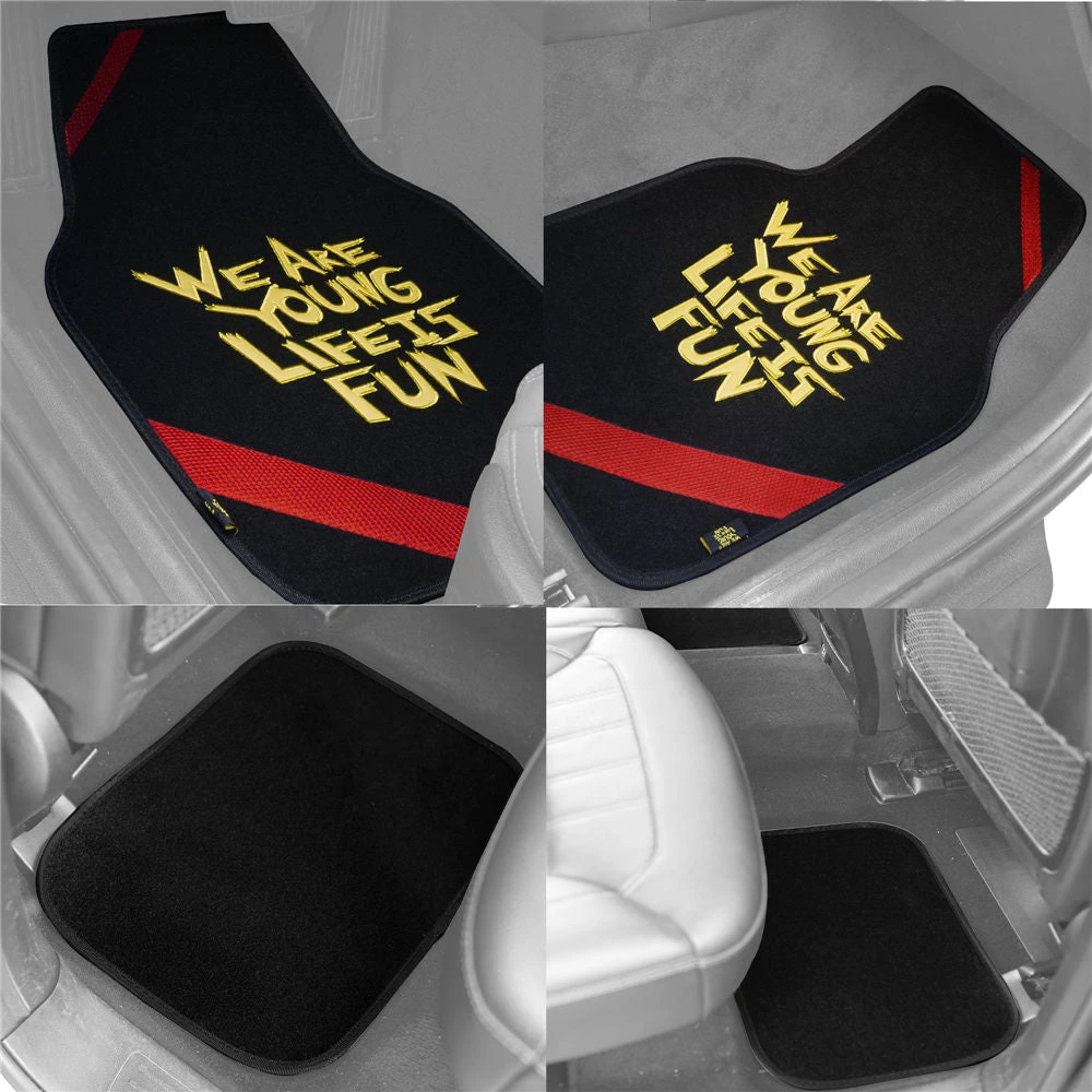 We Are Young Life Is Fun Non-Slip Carpet Floor Mats - Full Set Black Red Trim(We Are Young Life Is Fun Non Slip Carpet Floor Mats Full Set Black Red Trim) 2 We Are Young Life Is Fun Non-Slip Carpet Floor Mats - Full Set Black Red Trim(We Are Young Life Is Fun Non Slip Carpet Floor Mats Full Set Black Red Trim) - Image 2