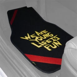We Are Young Life Is Fun Non-Slip Carpet Floor Mats - Full Set Black Red Trim(We Are Young Life Is Fun Non Slip Carpet Floor Mats Full Set Black Red Trim) 18 We Are Young Life Is Fun Non-Slip Carpet Floor Mats - Full Set Black Red Trim(We Are Young Life Is Fun Non Slip Carpet Floor Mats Full Set Black Red Trim) -FH Group LF10001 driver interior v3
