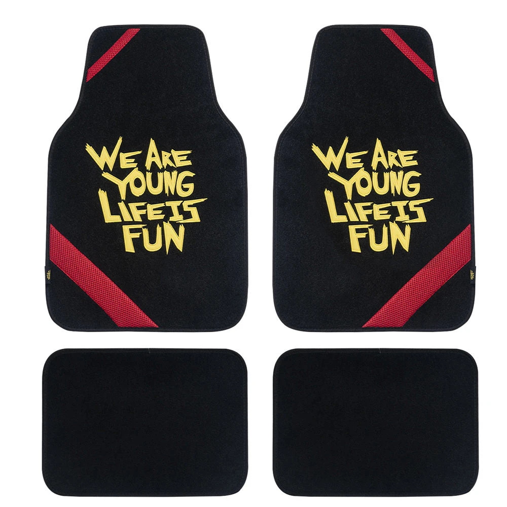 We Are Young Life Is Fun Non-Slip Carpet Floor Mats - Full Set Black Red Trim(We Are Young Life Is Fun Non Slip Carpet Floor Mats Full Set Black Red Trim) 1 We Are Young Life Is Fun Non-Slip Carpet Floor Mats - Full Set Black Red Trim(We Are Young Life Is Fun Non Slip Carpet Floor Mats Full Set Black Red Trim)