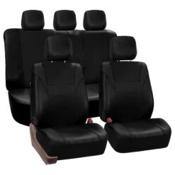 Racing PU Leather Seat Covers - Full Set Black(Racing Pu Leather Seat Covers Full Set Black)