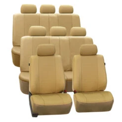 Deluxe Leatherette 3 Row 8 Seater - Beige Seat Covers(Deluxe Leatherette 3 Row Seat Covers Beige)