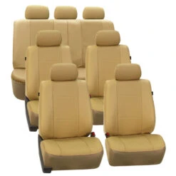 Deluxe Leatherette 3 Row 7 Seater - Tan Seat Covers(Deluxe Leatherette 3 Row Seat Covers Tan)