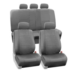 Premium PU Leather Seat Covers - Full Set Gray(Premium Pu Leather Seat Covers Full Set Gray)
