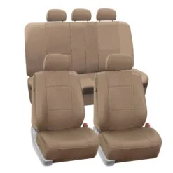 Premium PU Leather Seat Covers - Full Set Tan(Premium Pu Leather Seat Covers Full Set Tan)