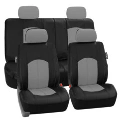 Highest Grade Faux Leather Seat Covers - Full Set Gray(Highest Grade Faux Leather Seat Covers Full Set Gray) -FH Group PU008115GRAY gray 02