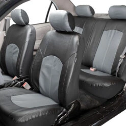 Highest Grade Faux Leather Seat Covers - Full Set Gray(Highest Grade Faux Leather Seat Covers Full Set Gray) -FH Group PU008115GRAY gray 05