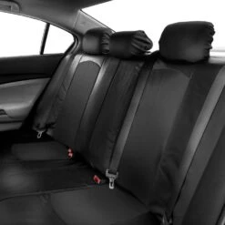 Highest Grade Faux Leather Seat Covers - Rear Black(Highest Grade Faux Leather Seat Covers Rear Black) -FH Group PU008black interior rear 2 e1616079031506