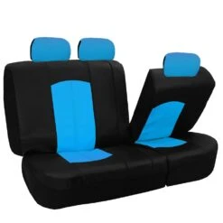 Highest Grade Faux Leather Seat Covers - Rear Blue(Highest Grade Faux Leather Seat Covers Rear Blue) -FH Group PU008blue013split 2 e1616078982202