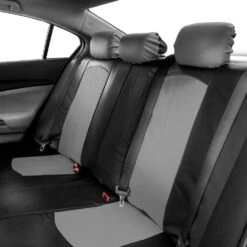Highest Grade Faux Leather Seat Covers - Rear Gray(Highest Grade Faux Leather Seat Covers Rear Gray) -FH Group PU008gray interiorrear 2 e1616078884161