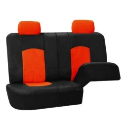 Highest Grade Faux Leather Seat Covers - Full Set Orange(Highest Grade Faux Leather Seat Covers Full Set Orange) -FH Group PU008orange012split2