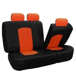 Highest Grade Faux Leather Seat Covers - Full Set Orange(Highest Grade Faux Leather Seat Covers Full Set Orange) -FH Group PU008orange013split