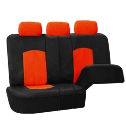 Highest Grade Faux Leather Seat Covers - Full Set Orange(Highest Grade Faux Leather Seat Covers Full Set Orange) -FH Group PU008orange013split2
