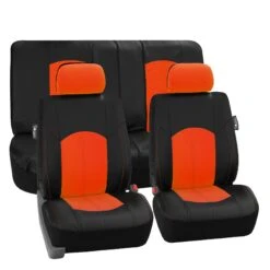 Highest Grade Faux Leather Seat Covers - Full Set Orange(Highest Grade Faux Leather Seat Covers Full Set Orange) -FH Group PU008orange112