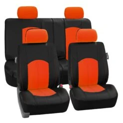 Highest Grade Faux Leather Seat Covers - Full Set Orange(Highest Grade Faux Leather Seat Covers Full Set Orange) -FH Group PU008orange114