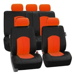 Highest Grade Faux Leather Seat Covers - Full Set Orange(Highest Grade Faux Leather Seat Covers Full Set Orange)