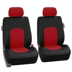 Highest Grade Faux Leather Seat Covers - Front Set Red(Highest Grade Faux Leather Seat Covers Front Set Red)