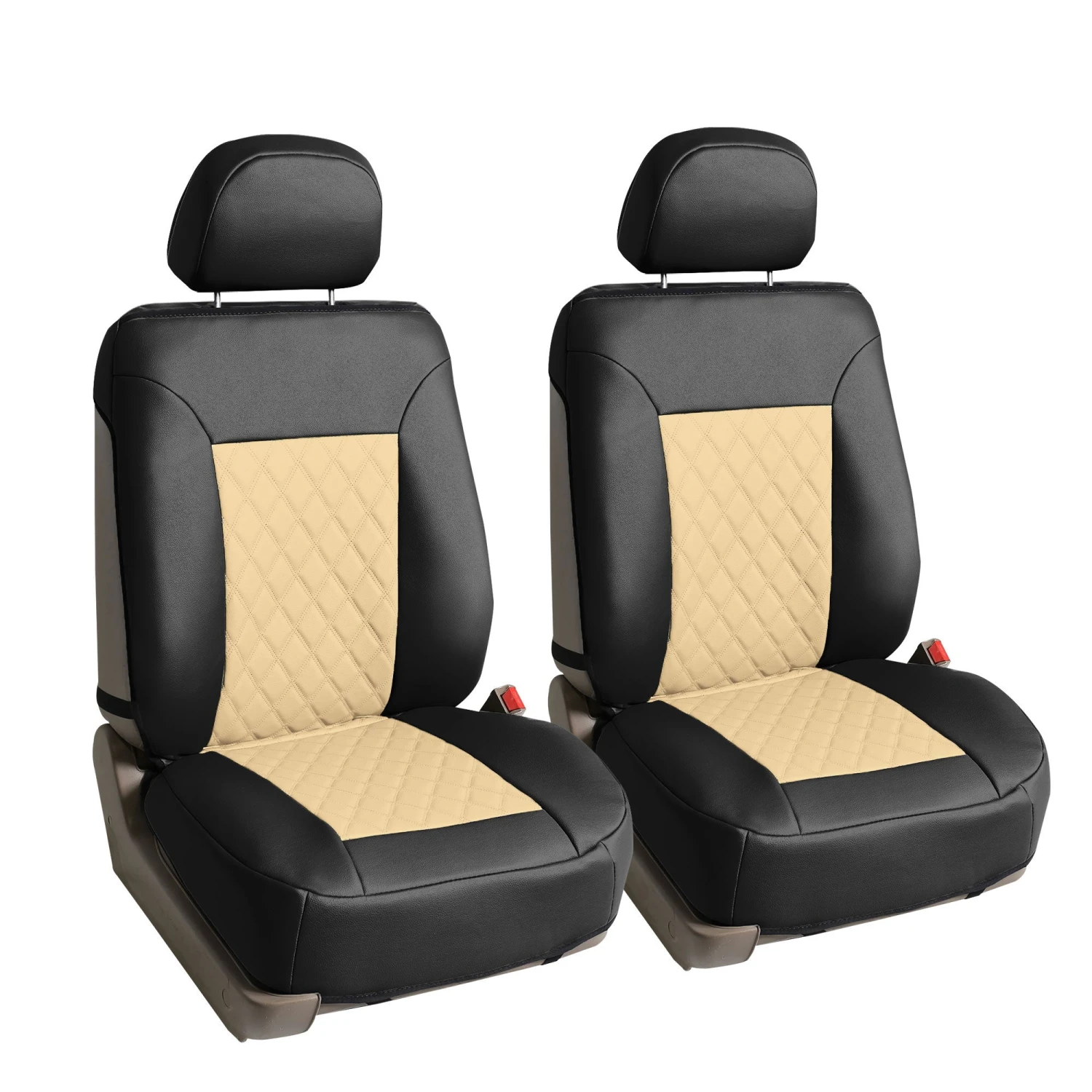 Quality Faux Leather Diamond Pattern Car Seat Cushions - Front Set Beige / Black(Quality Faux Leather Diamond Pattern Car Seat Cushions Front Set Beige Black) 1 Quality Faux Leather Diamond Pattern Car Seat Cushions - Front Set Beige / Black(Quality Faux Leather Diamond Pattern Car Seat Cushions Front Set Beige Black)
