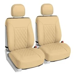 Deluxe Faux Leather Diamond Pattern Car Seat Cushions - Front Set Beige(Deluxe Faux Leather Diamond Pattern Car Seat Cushions Front Set Beige)