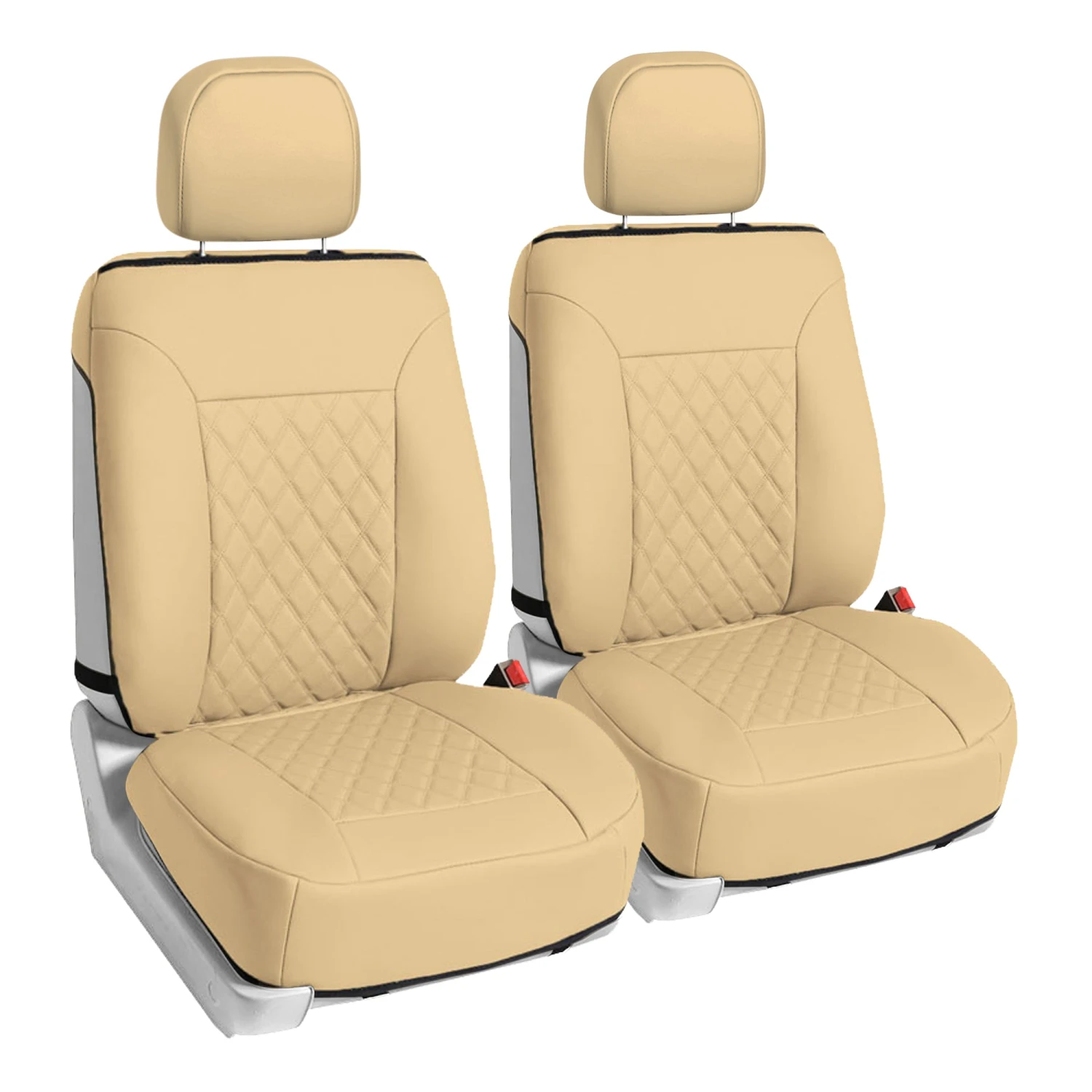 Deluxe Faux Leather Diamond Pattern Car Seat Cushions - Front Set Beige(Deluxe Faux Leather Diamond Pattern Car Seat Cushions Front Set Beige) 1 Deluxe Faux Leather Diamond Pattern Car Seat Cushions - Front Set Beige(Deluxe Faux Leather Diamond Pattern Car Seat Cushions Front Set Beige)