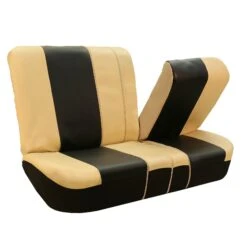 Royal PU Leather Seat Covers- Rear Beige / Black(Royal Pu Leather Seat Covers Rear Beige Black) -FH Group PU103beigeblack010 split1