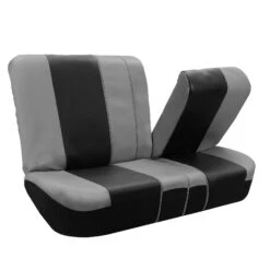 Royal PU Leather Seat Covers- Rear Gray / Black(Royal Pu Leather Seat Covers Rear Gray Black) -FH Group PU103grayblack010 split1