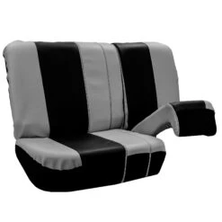 Royal PU Leather Seat Covers- Rear Gray / Black(Royal Pu Leather Seat Covers Rear Gray Black) -FH Group PU103grayblack010 split2