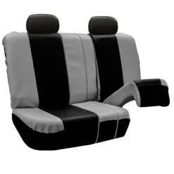 Royal PU Leather Seat Covers- Rear Gray / Black(Royal Pu Leather Seat Covers Rear Gray Black) -FH Group PU103grayblack012 split2