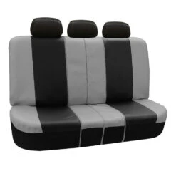 Royal PU Leather Seat Covers- Rear Gray / Black(Royal Pu Leather Seat Covers Rear Gray Black)