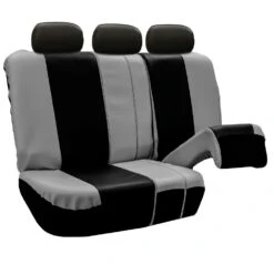 Royal PU Leather Seat Covers- Rear Gray / Black(Royal Pu Leather Seat Covers Rear Gray Black) -FH Group PU103grayblack013 split2 1 e1615487161685