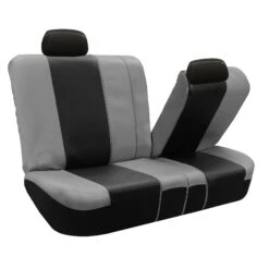 Royal PU Leather Seat Covers- Rear Gray / Black(Royal Pu Leather Seat Covers Rear Gray Black) -FH Group PU103grayblack102 split1