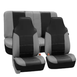 Royal PU Leather Seat Covers Full Set Gray / Black(Royal Pu Leather Seat Covers Full Set Gray Black) -FH Group PU103grayblack112