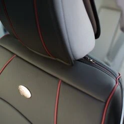 Ultra Comfort Deluxe Leatherette Seat Cushions - Full Set Black Red Trim(Ultra Comfort Deluxe Leatherette Seat Cushions Full Set Black Red Trim) -FH Group PU205102 detail06