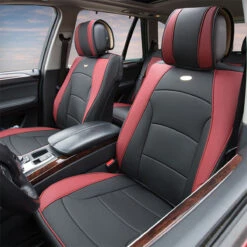 Ultra Comfort Deluxe Leatherette Seat Cushions - Full Set Burgundy(Ultra Comfort Deluxe Leatherette Seat Cushions Full Set Burgundy) -FH Group PU205115blackburgandy 02