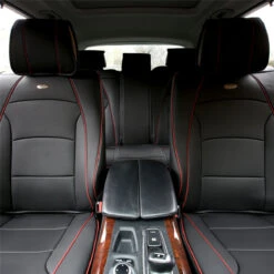 Ultra Comfort Deluxe Leatherette Seat Cushions - Full Set Black Red Trim(Ultra Comfort Deluxe Leatherette Seat Cushions Full Set Black Red Trim)