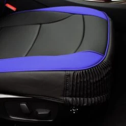 Ultra Comfort Deluxe Leatherette Seat Cushions - Front Set Blue(Ultra Comfort Deluxe Leatherette Seat Cushions Blue) -FH Group PU205blue corner2