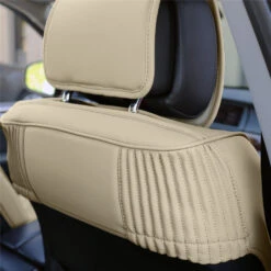 Ultra Comfort Deluxe Leatherette Seat Cushions - Front Set Beige(Ultra Comfort Deluxe Leatherette Seat Cushions Beige) -FH Group PU205solidbeige102 detail2
