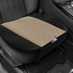 Faux Leather Seat Cushion Pad W/ Front Pocket - Front Set Beige(Faux Leather Seat Cushion Pad W Front Pocket Front Set Beige) 17 Faux Leather Seat Cushion Pad W/ Front Pocket - Front Set Beige(Faux Leather Seat Cushion Pad W Front Pocket Front Set Beige) -FH Group PU211102BEIGE BT
