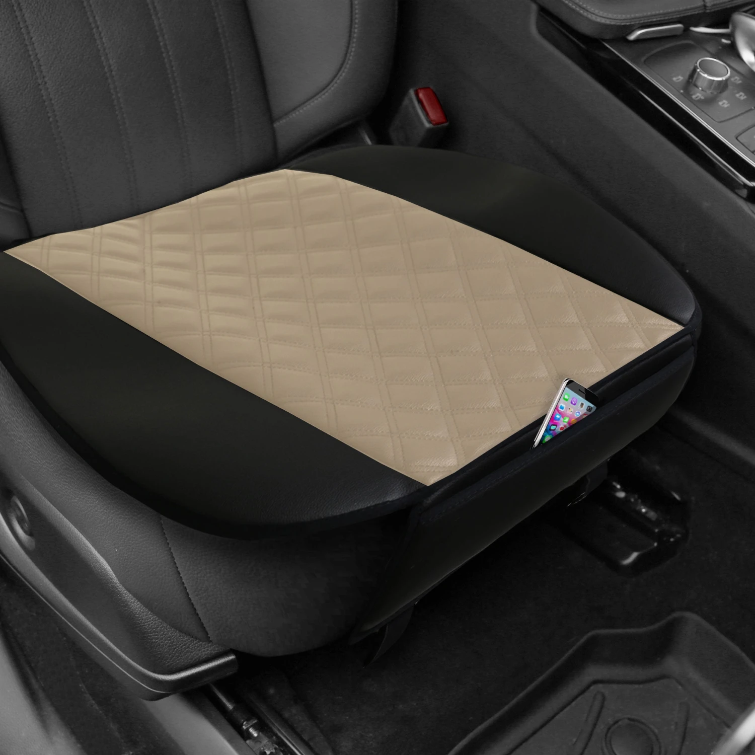 Faux Leather Seat Cushion Pad W/ Front Pocket - Front Set Beige(Faux Leather Seat Cushion Pad W Front Pocket Front Set Beige) 6 Faux Leather Seat Cushion Pad W/ Front Pocket - Front Set Beige(Faux Leather Seat Cushion Pad W Front Pocket Front Set Beige) - Image 6