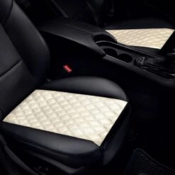 Faux Leather Seat Cushion Pad W/ Front Pocket - Front Set Beige(Faux Leather Seat Cushion Pad W Front Pocket Front Set Beige) 18 Faux Leather Seat Cushion Pad W/ Front Pocket - Front Set Beige(Faux Leather Seat Cushion Pad W Front Pocket Front Set Beige) -FH Group PU211102 beige INTERIOR retouch 2 e1562856759773