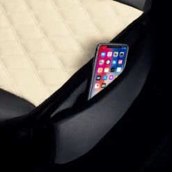 Faux Leather Seat Cushion Pad W/ Front Pocket - Front Set Beige(Faux Leather Seat Cushion Pad W Front Pocket Front Set Beige) 15 Faux Leather Seat Cushion Pad W/ Front Pocket - Front Set Beige(Faux Leather Seat Cushion Pad W Front Pocket Front Set Beige) -FH Group PU211102 beige in cell 1 e1562856775818