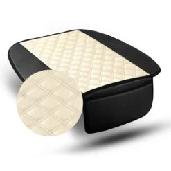 Faux Leather Seat Cushion Pad W/ Front Pocket - Front Set Beige(Faux Leather Seat Cushion Pad W Front Pocket Front Set Beige) 14 Faux Leather Seat Cushion Pad W/ Front Pocket - Front Set Beige(Faux Leather Seat Cushion Pad W Front Pocket Front Set Beige) -FH Group PU211102 beige whitebackground retouch 4 e1562856705137