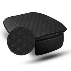 Faux Leather Seat Cushion Pad W/ Front Pocket - Front Set Black(Faux Leather Seat Cushion Pad W Front Pocket Front Set Black) -FH Group PU211102 black whitebackground retouch 4