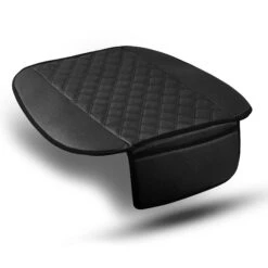 Faux Leather Seat Cushion Pad W/ Front Pocket - Front Set Black(Faux Leather Seat Cushion Pad W Front Pocket Front Set Black) -FH Group PU211102 black whitebackground texture retouch 1