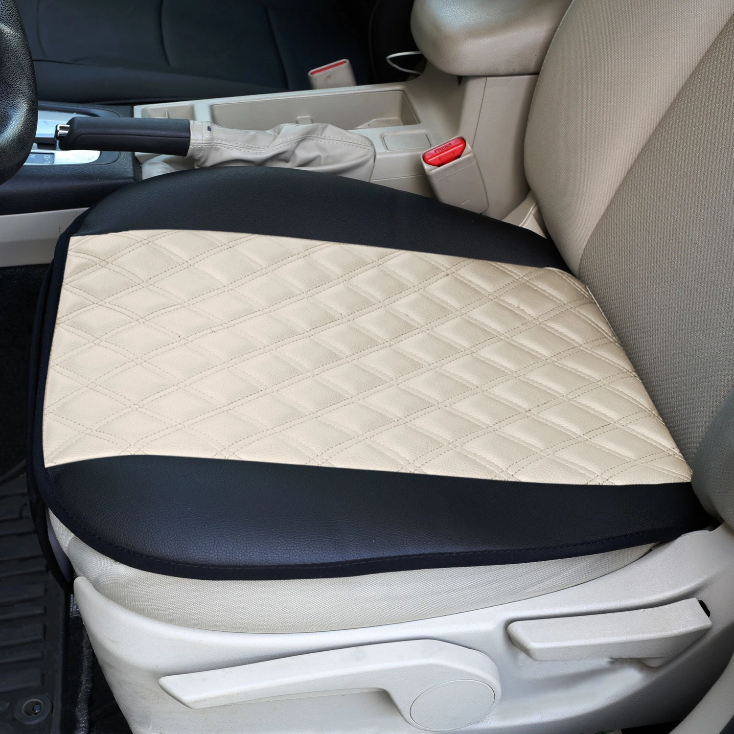 Faux Leather Seat Cushion Pad W/ Front Pocket - Front Set Beige(Faux Leather Seat Cushion Pad W Front Pocket Front Set Beige) 10 Faux Leather Seat Cushion Pad W/ Front Pocket - Front Set Beige(Faux Leather Seat Cushion Pad W Front Pocket Front Set Beige) - Image 10