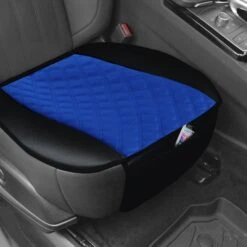 Faux Leather Seat Cushion Pad W/ Front Pocket - Front Set Blue(Faux Leather Seat Cushion Pad W Front Pocket Front Set Blue) -FH Group PU211102blue 4